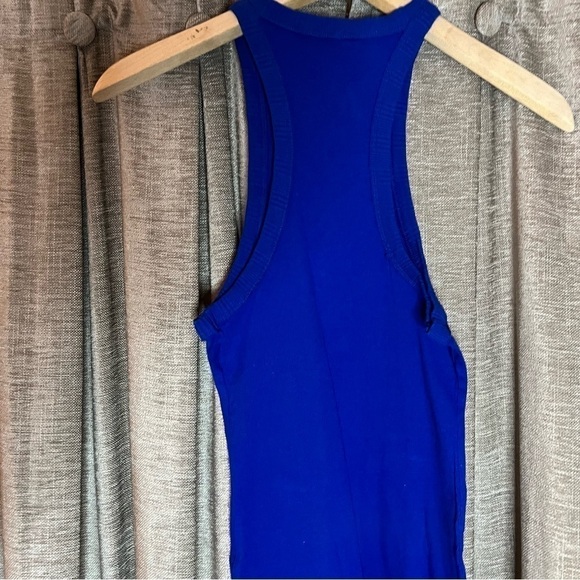 Free People Royal Blue High Neck Ribbed Tank Top Size Small - Picture 7 of 11